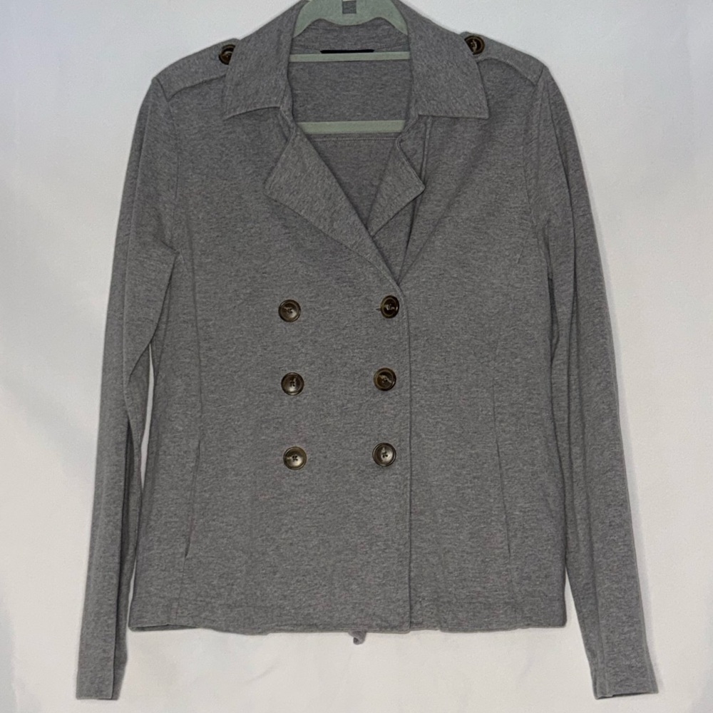 Banana Republic Double-Breasted Heather Gray Knit Blazer Size S/M EUC